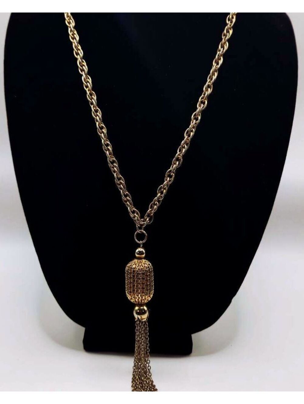 Vintage Gold Tone Statement Tassel Necklace